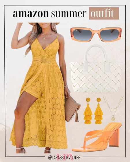 Elevate your summer wardrobe with a high low dress, stylish sunglasses, tiered drop earrings, a layering necklace, a woven tote bag, and heeled sandals. Perfect for any sunny outing! 

#LTKStyleTip #LTKFindsUnder100 #LTKSeasonal