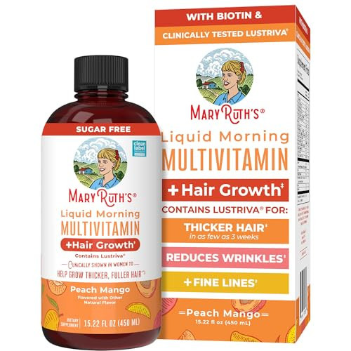 MARYRUTH'S Liquid Multivitamin + Hair Growth | Clinically Tested in Women for Thicker Hair & Facial Wrinkles | Biotin 10000mcg | Lustriva Hair Growth Supplements | Skin Care | Ages 18+ | 15.22 Fl Oz | Amazon (US)