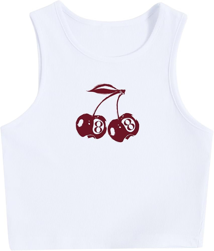 RoseSeek Women's Casual Graphic Going Out Martini Fitted Summer Crop Top | Amazon (US)