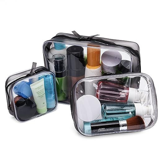 Transparent Makeup Bag for Travel, Clear PVC Plastic Cosmetic Bag Kit Portable Waterproof Toiletr... | Amazon (US)