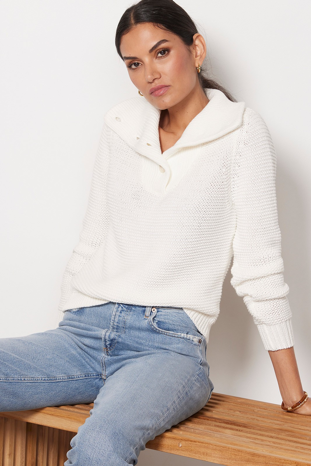 EVEREVE Ivy Henley Ribbed Pullover | EVEREVE | Evereve