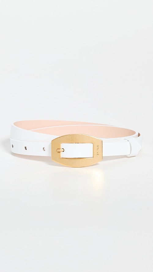 Block White Semi Patent Leather Belt | Shopbop