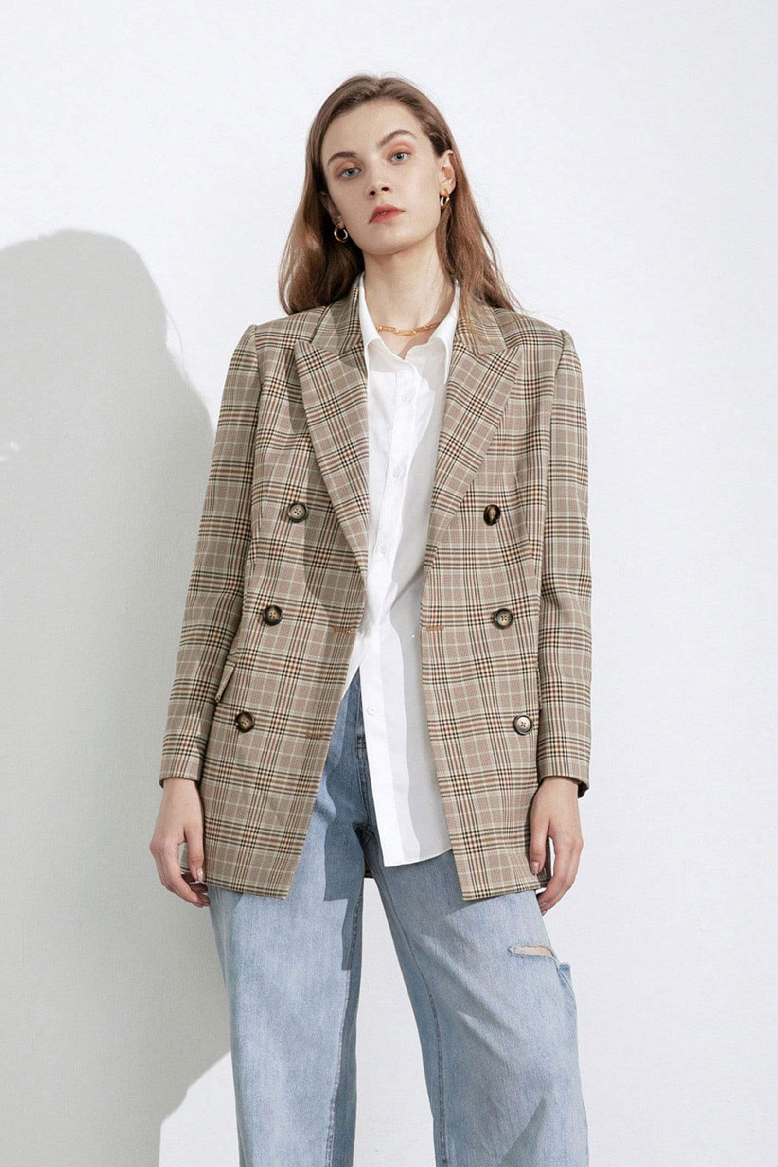 Kiki Plaid Oversized Blazer | J.ING