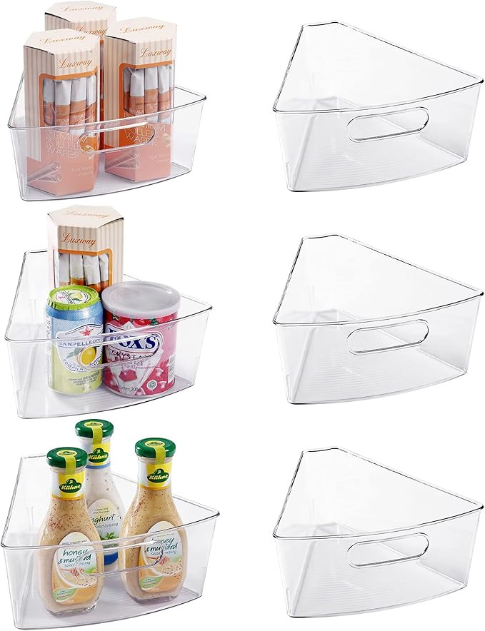 Oubonun Lazy Susan Organizers Set of 6, 10.2”x 9.4”x 4” Plastic Transparent Kitchen Cabinet... | Amazon (US)