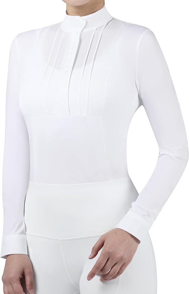 Harrison Howard Equestrian Pleated Bib Show Shirt Rider Top Horse Riding Shirt Long Sleeve Show S... | Amazon (US)