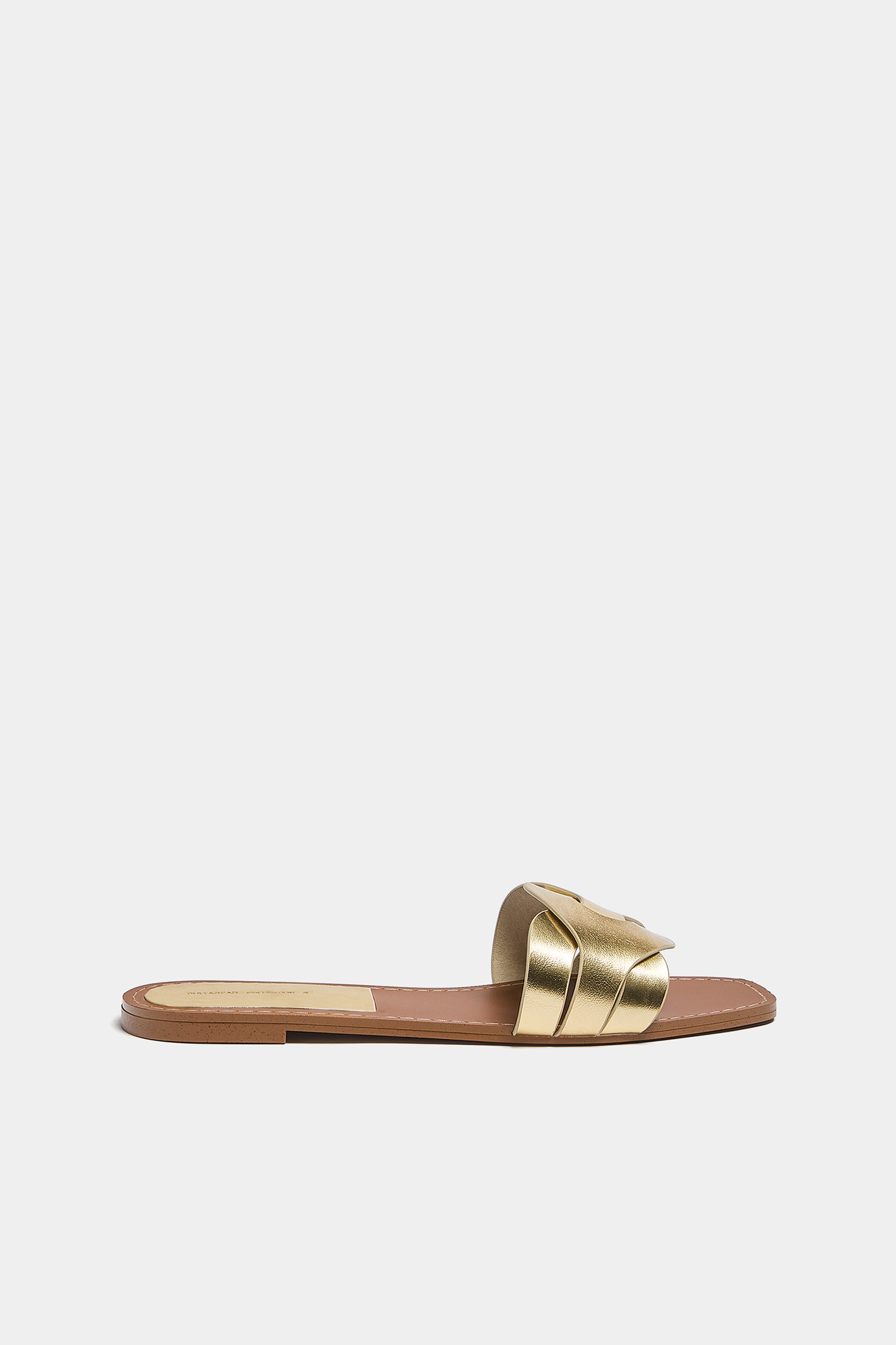 Gold flat slider sandals | PULL and BEAR UK