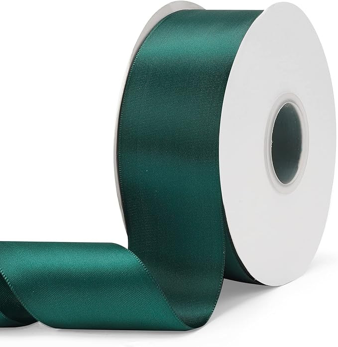 Ewaymado Solid Color Dark Green Double Faced Satin Ribbon 2" X 50 Yards, Fabric Ribbons Perfect f... | Amazon (US)