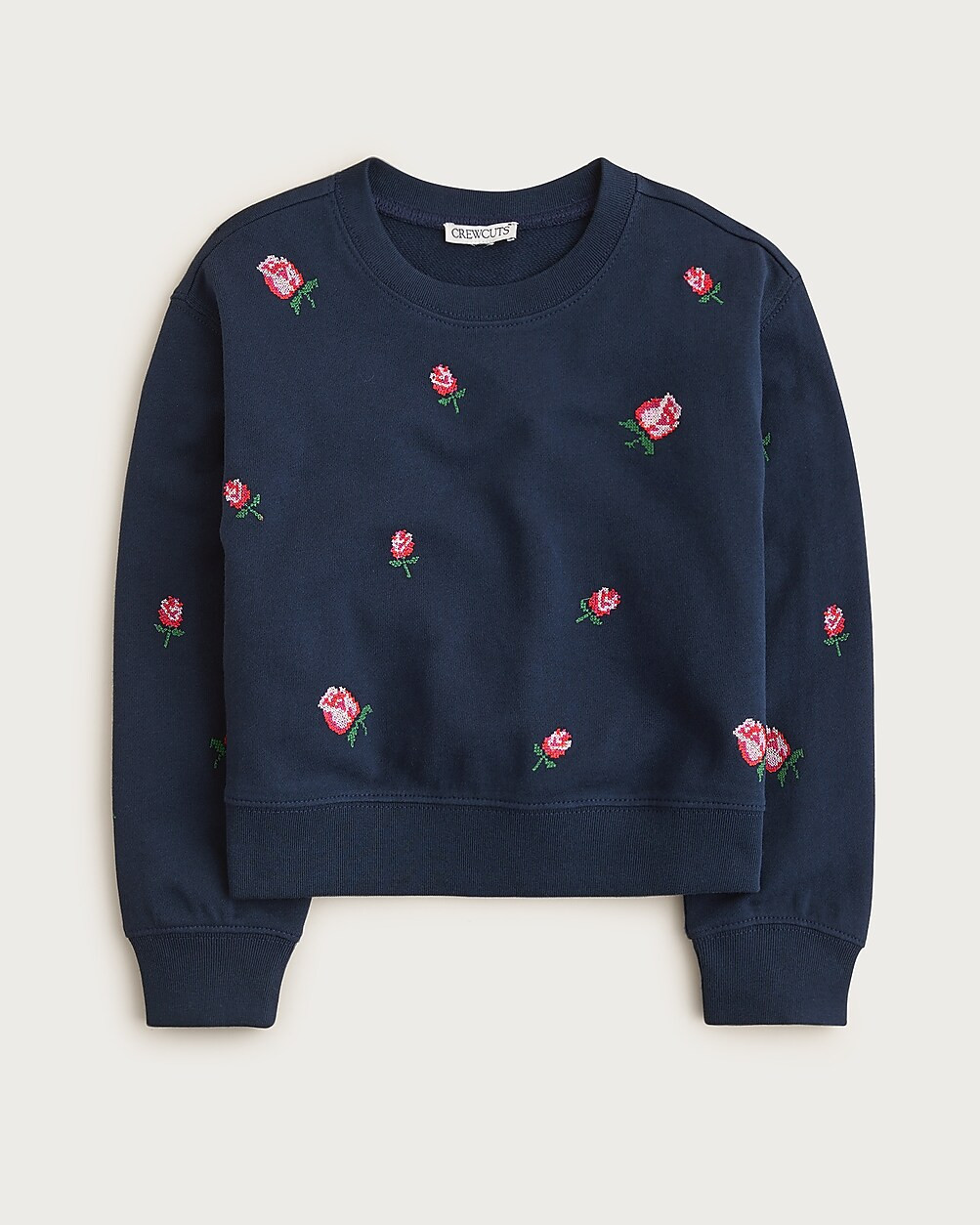 Girls' embroidered rosette crewneck sweatshirt | J. Crew US