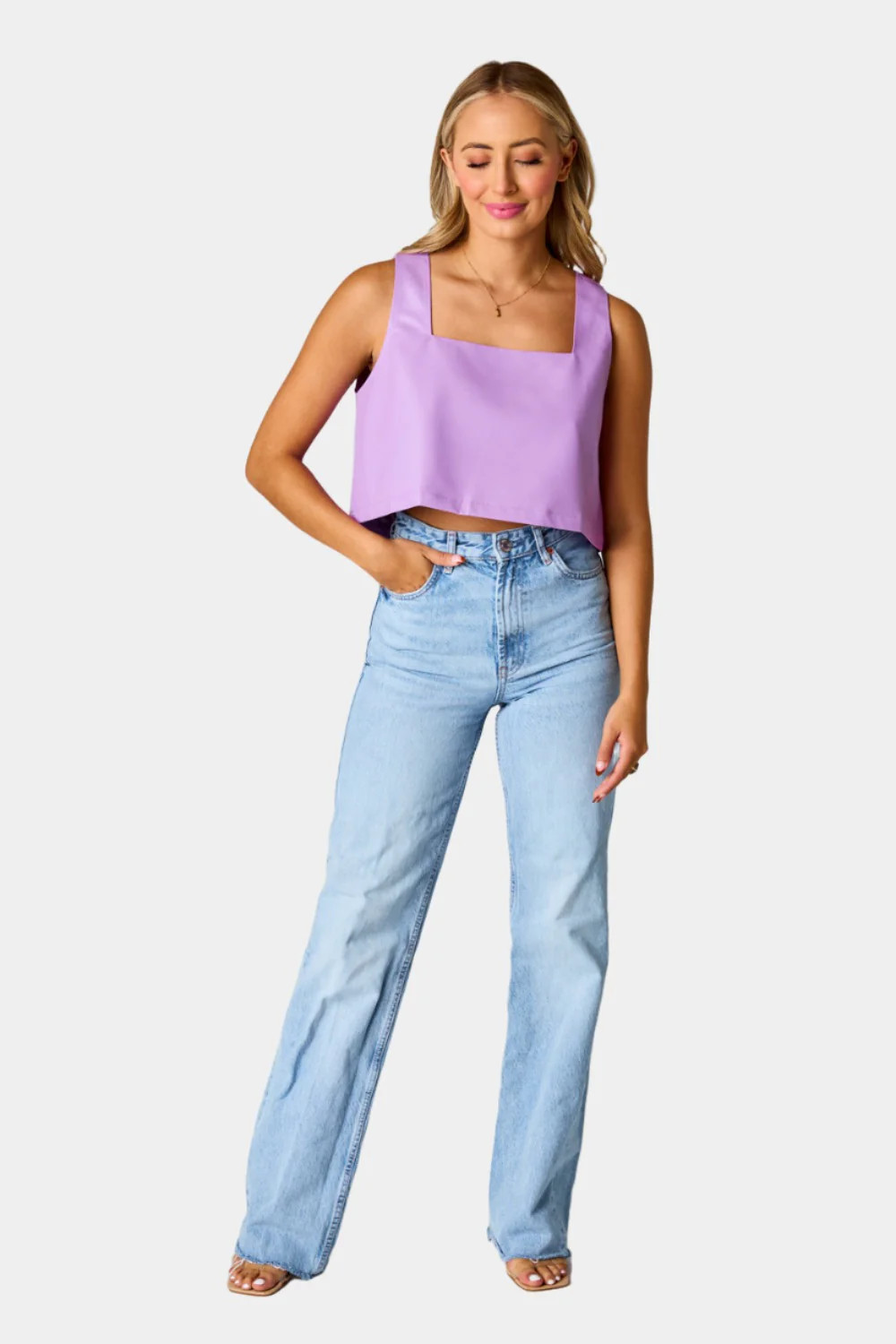 BuddyLove | Manning Vegan Leather Cropped Tank Top | Purple | BuddyLove