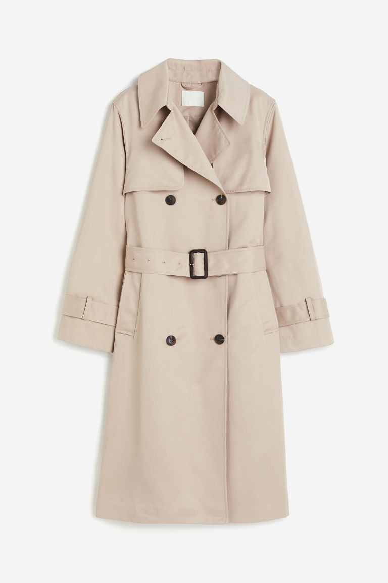 H & M - Double-breasted Twill Trench Coat - Beige | H&M (US + CA)