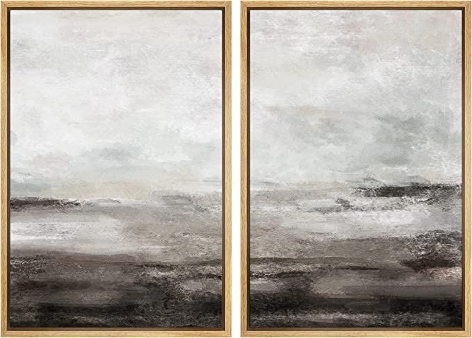 Amazon.com: MUDECOR Framed Wall Art Print Set Brown and Gray Grunge Paint Stroke Landscape Abstra... | Amazon (US)