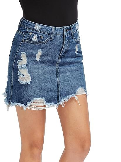 Verdusa Women's Casual Distressed Ripped A-Line Denim Short Skirt | Amazon (US)