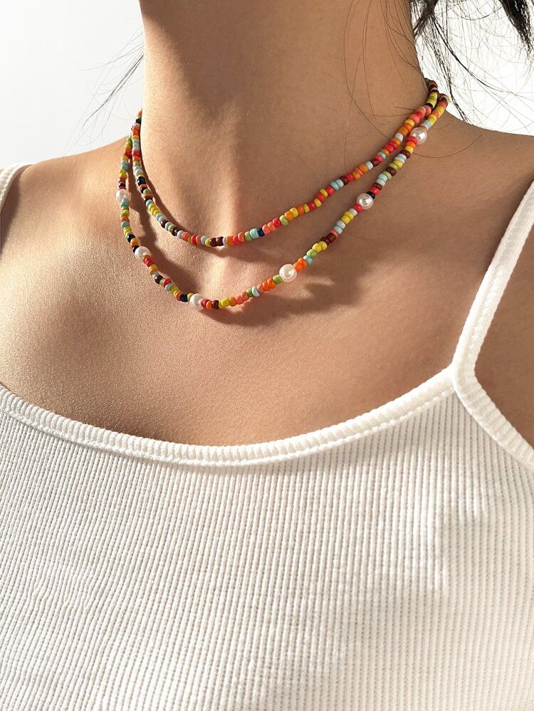 1pc Beaded Necklace | SHEIN