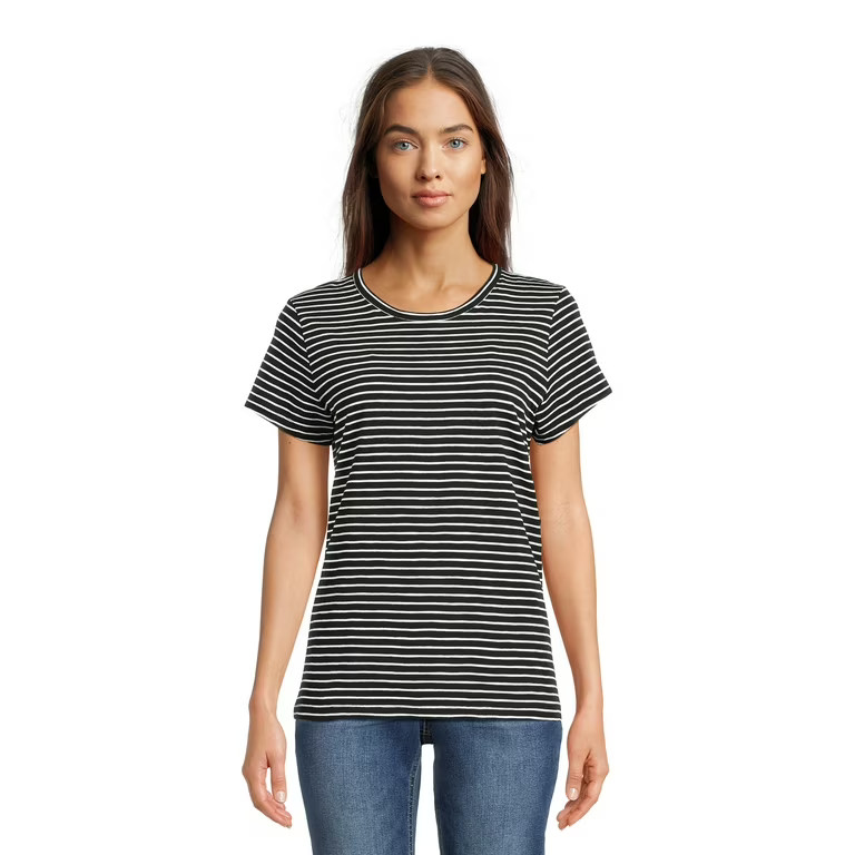 Time and Tru Women's Slub Texture Tee with Short Sleeves, Sizes S-XXXL | Walmart (US)