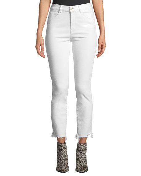 3x1 W3 High-Rise Straight Authentic Crop Jeans, Dove | Neiman Marcus