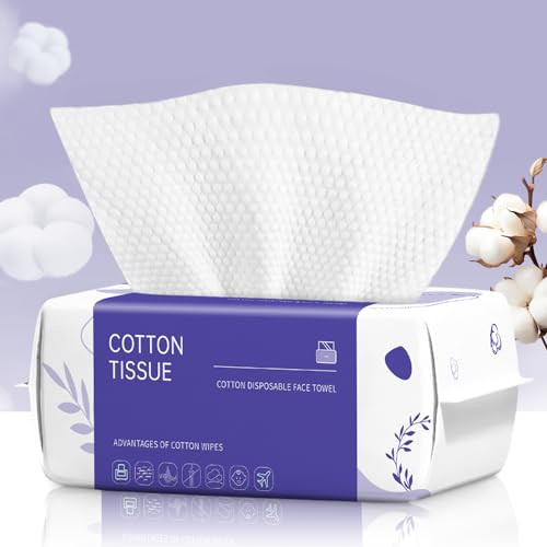 Disposable Face Towel 100 Count, Face Towels, Soft Cotton Dry Wipes Facial Cloths Towelettes for Washing and Drying, Facial Tissue for Cleansing, Skincare and Makeup Remover | Amazon (US)