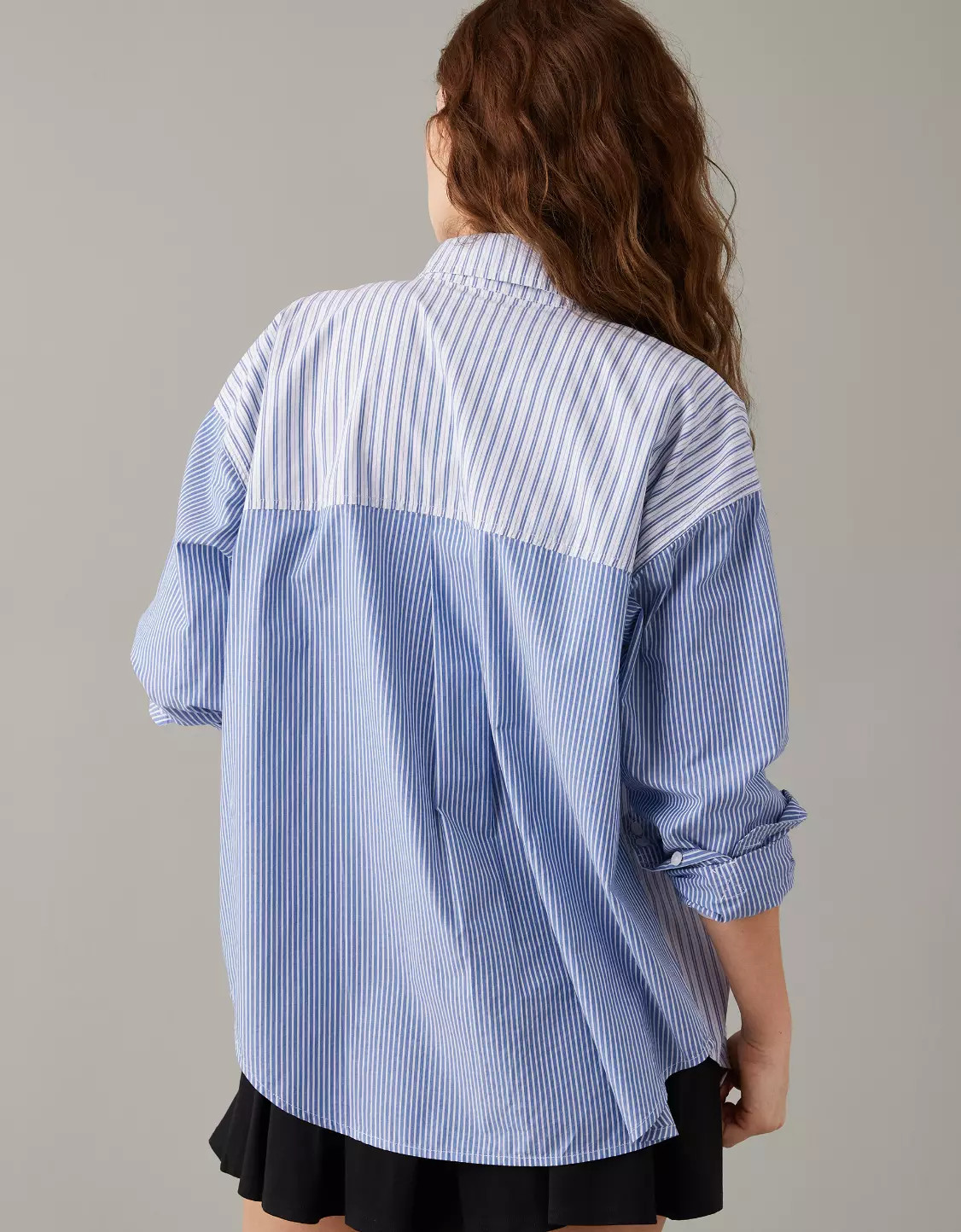 AE Perfect Mixed Stripe Button-Up Shirt | American Eagle Outfitters (US & CA)