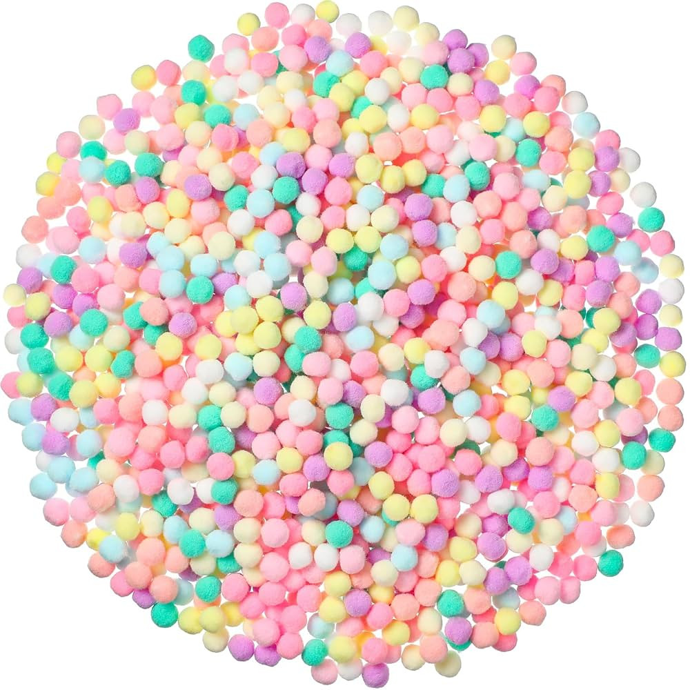 Tegeme 2000 Pieces Pom Poms 1 cm Assorted Pompoms and Crafts Fuzzy Balls for Thanksgiving Christm... | Amazon (US)