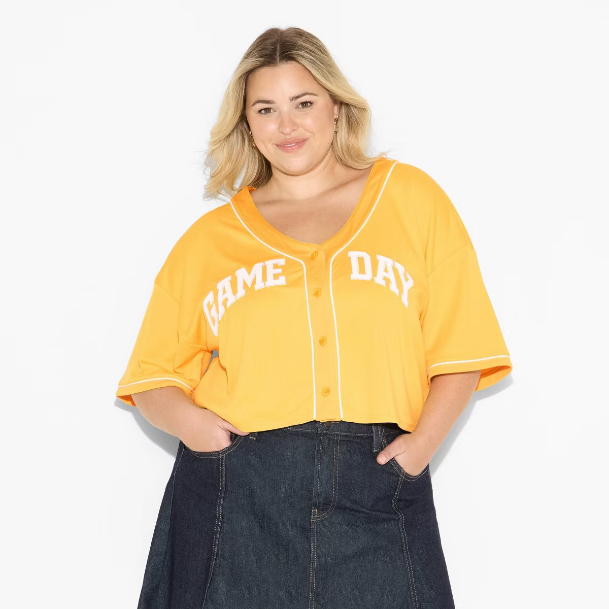 Women's Game Day Cropped Elbow Sleeve V-Neck Athletic Jersey - Wild Fable™ | Target