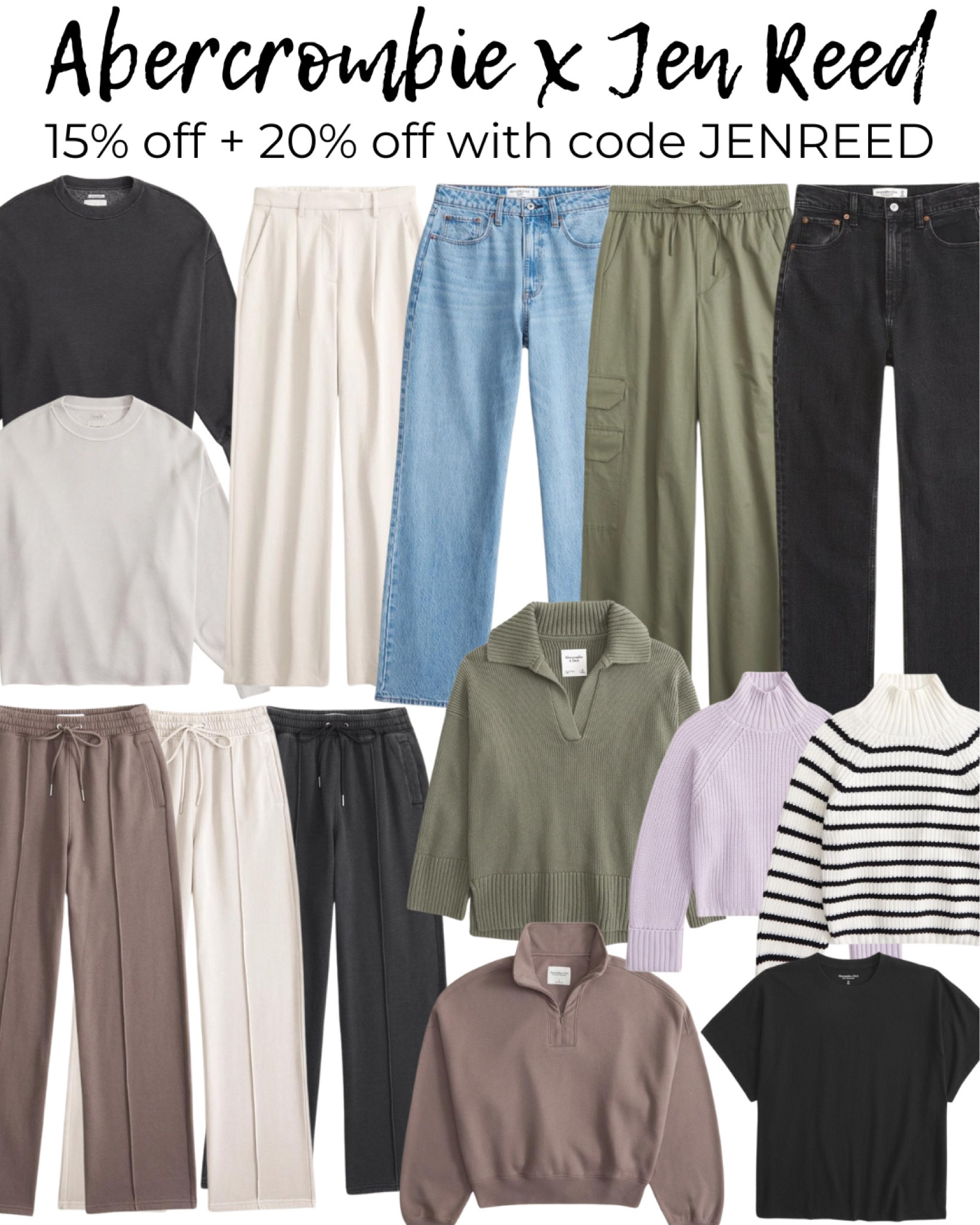 Jen reed just dropped her Abercrombie collab and there are lots of great basic mix and match pieces! Use code JENREED for an additional 20% off at checkout! 

#LTKsalealert #LTKstyletip #LTKfindsunder50