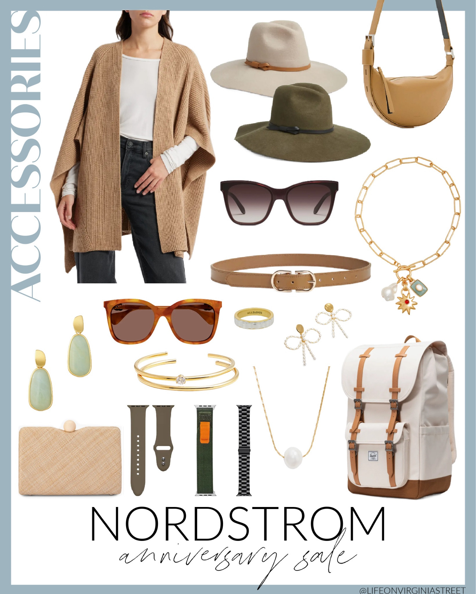 Top picks for 2024 Nordstrom Anniversary Sale women’s accessories! Includes chic sunglasses, gorgeous jewelry including necklaces, rings, earrings and more, cute purses, wool hats, belts and more! See all of my top picks here: https://lifeonvirginiastreet.com/2024-nordstrom-anniversary-sale-picks/.
.
#ltkxnsale #ltksummersales #ltkover40 #ltkseasonal #ltkfindsunder50 #ltkfindsunder100 #ltkstyletip #ltksalealert #ltkitbag

#LTKFindsUnder50 #LTKSaleAlert #LTKxNSale