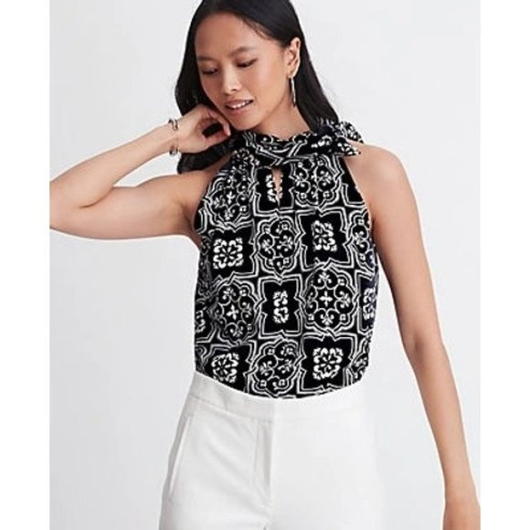 Ann Taylor Tiled Women's Sleeveless Halter Top Size Small | Poshmark