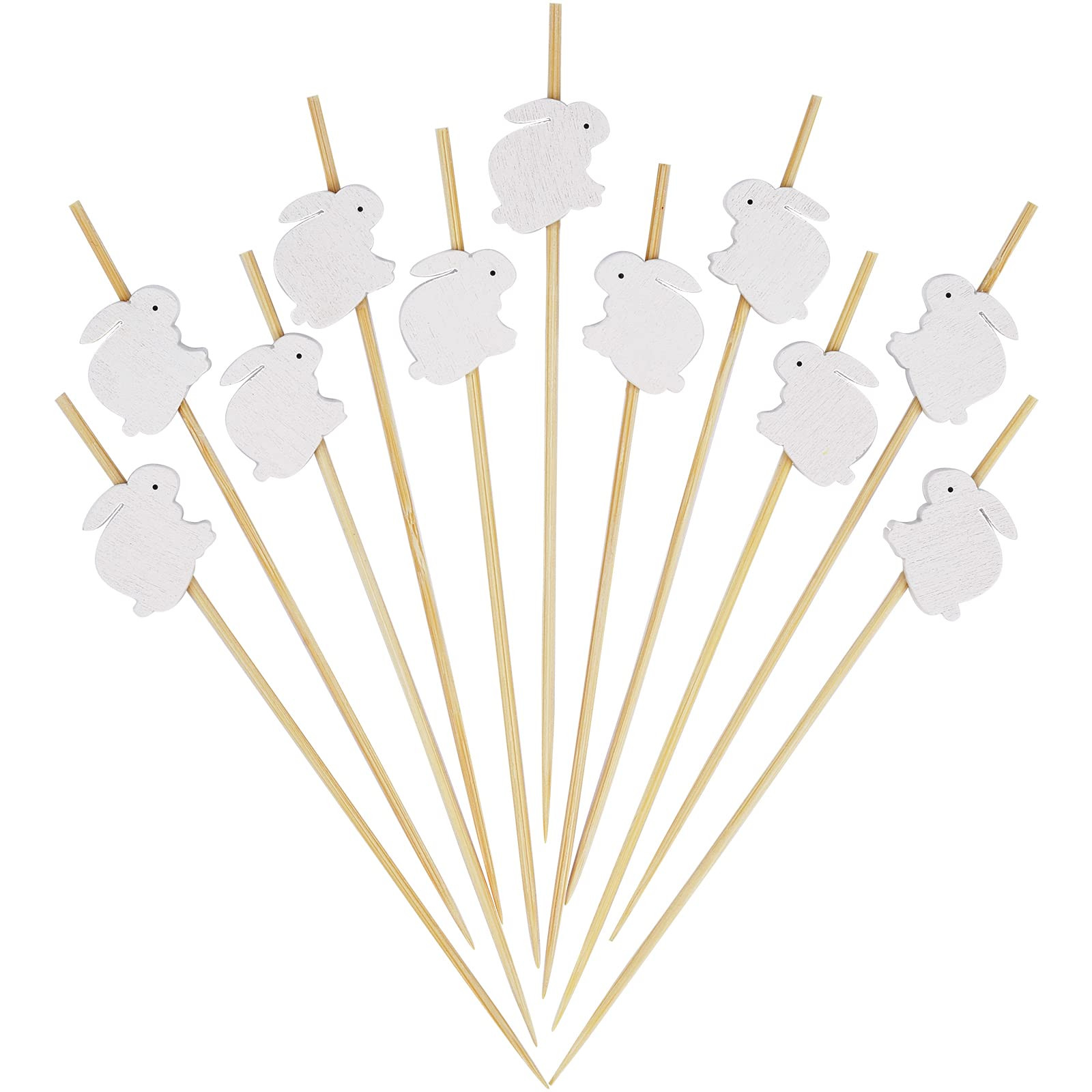 Minisland White Rabbit Cocktail Picks, 4.7 Inch Long Bamboo Fancy Toothpicks for Appetizers, Deco... | Amazon (US)