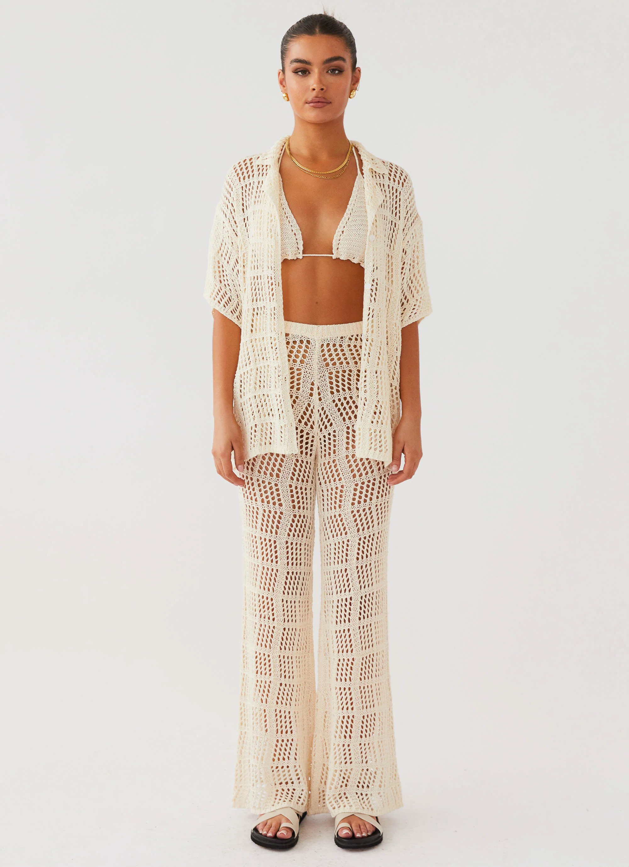Cabo Paradise Crochet Shirt - Natural | Peppermayo (Global)