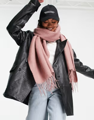 ASOS DESIGN supersoft scarf with tassels in dusty pink | ASOS (Global)