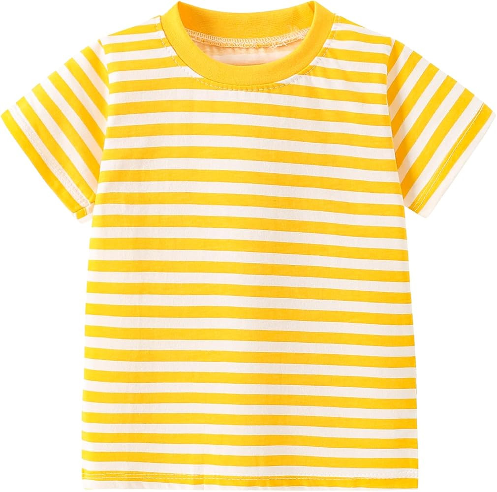 Toddler Boys Girls T Shirts Kids Colorful Striped Shirt Cotton Crew Neck Short Sleeve Tee Tops Bl... | Amazon (US)