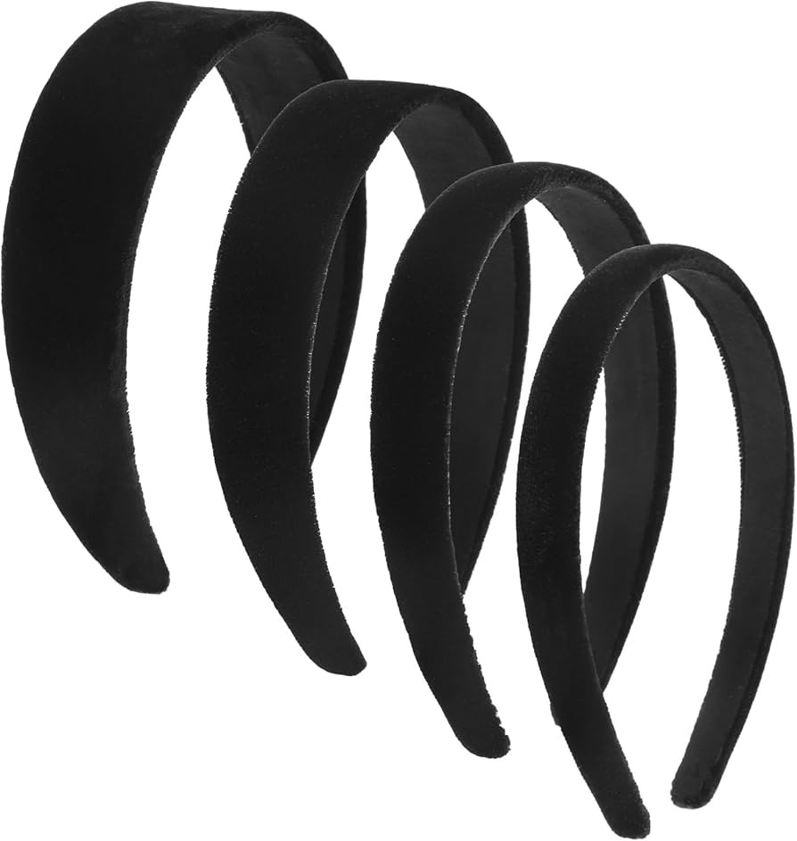4pcs Black Velvet Padded Headband,Vintage No Teeth Plain Thick Velvet Hair Band,Soft Simple Alice... | Amazon (UK)