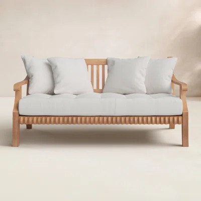 Leona 67.75" Wide Outdoor Teak Patio Daybed with Cushions | Wayfair North America