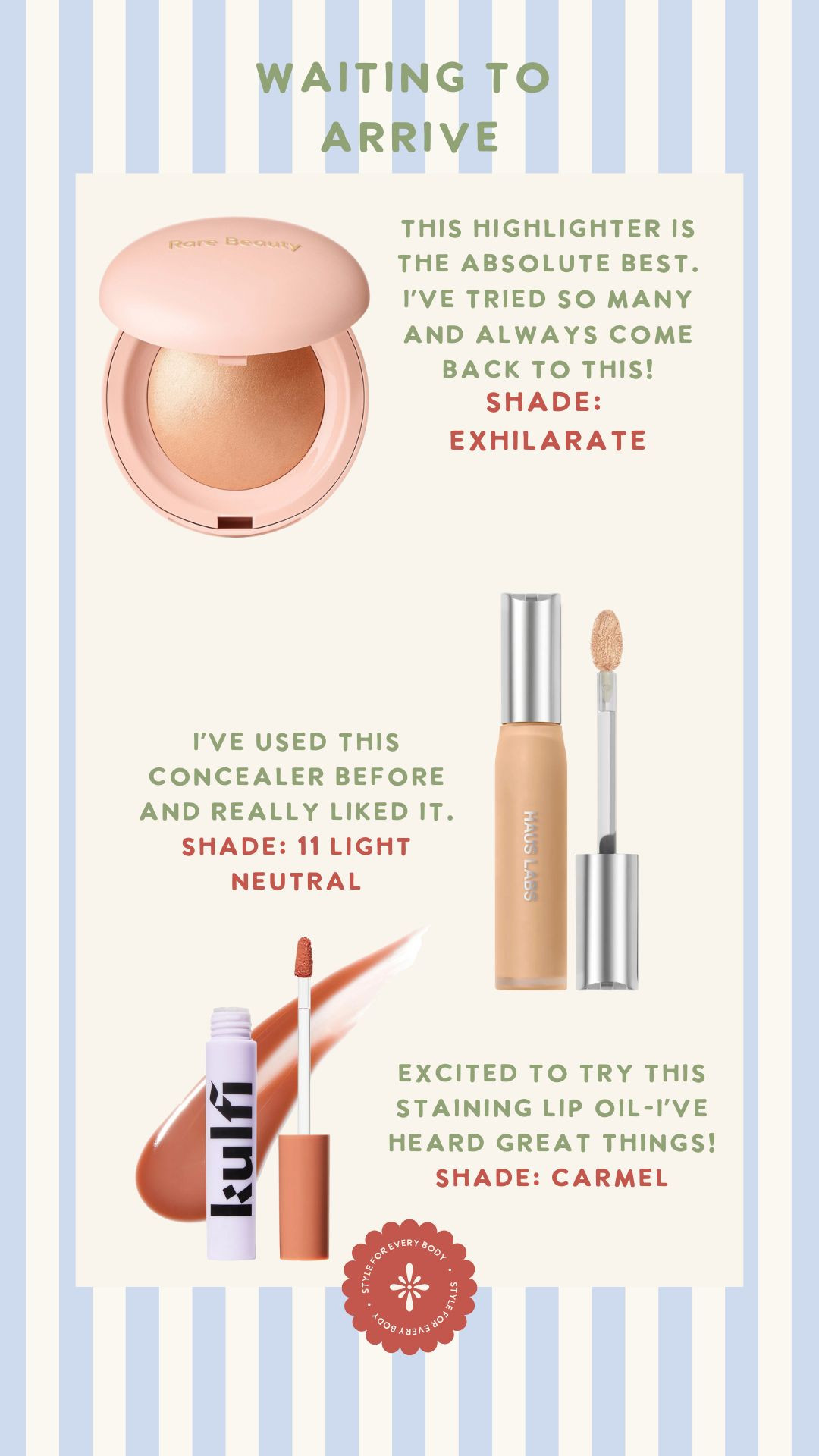 This highlighter is SO good. The lip oil is supposed to be really great and the concealer is also a keeper. 

 #LTKselfcare #LTKOver40 #LTKBeauty