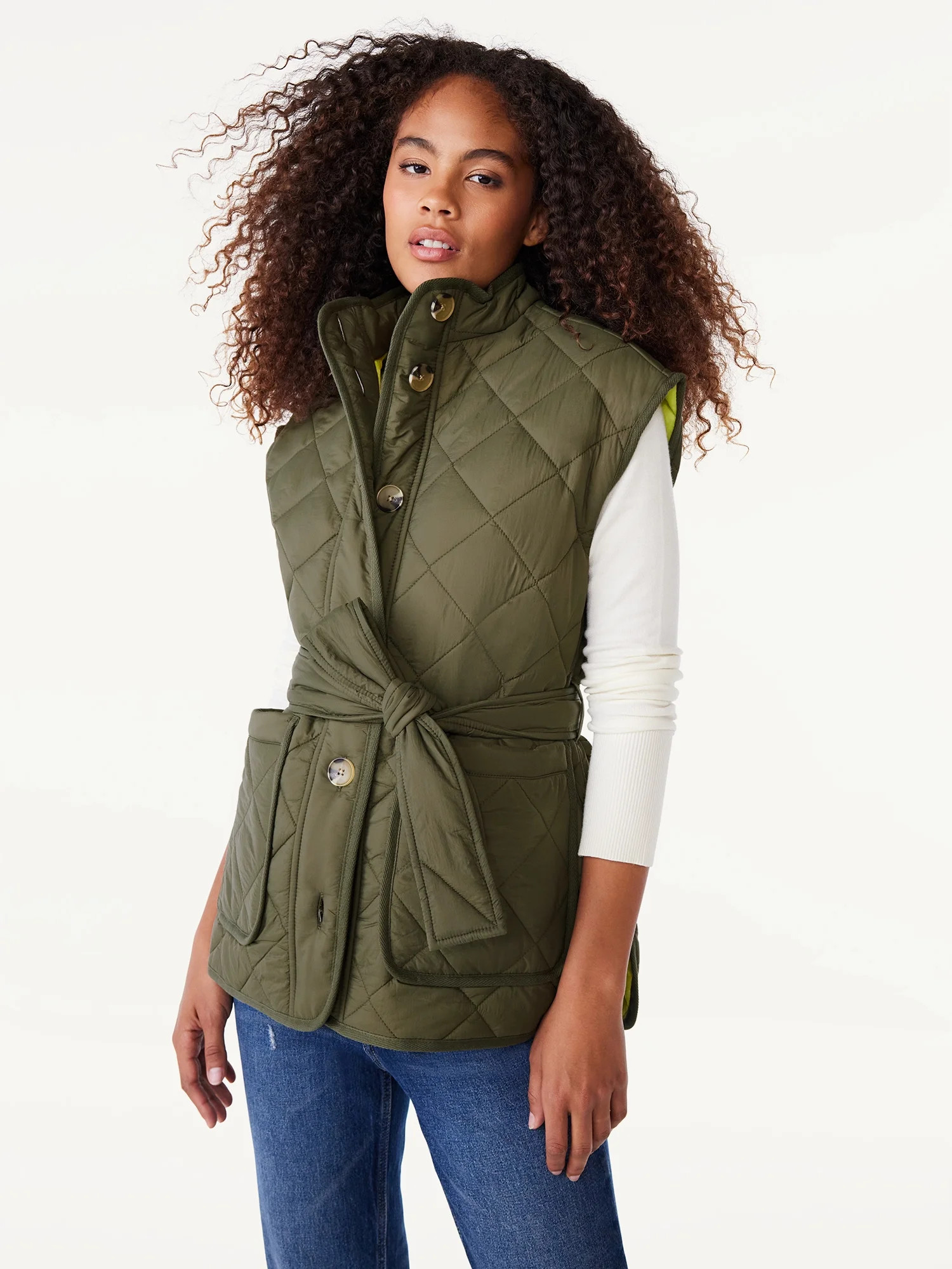 Free Assembly Women's Quilted Vest with Belt, Sizes XS-XXL | Walmart (US)