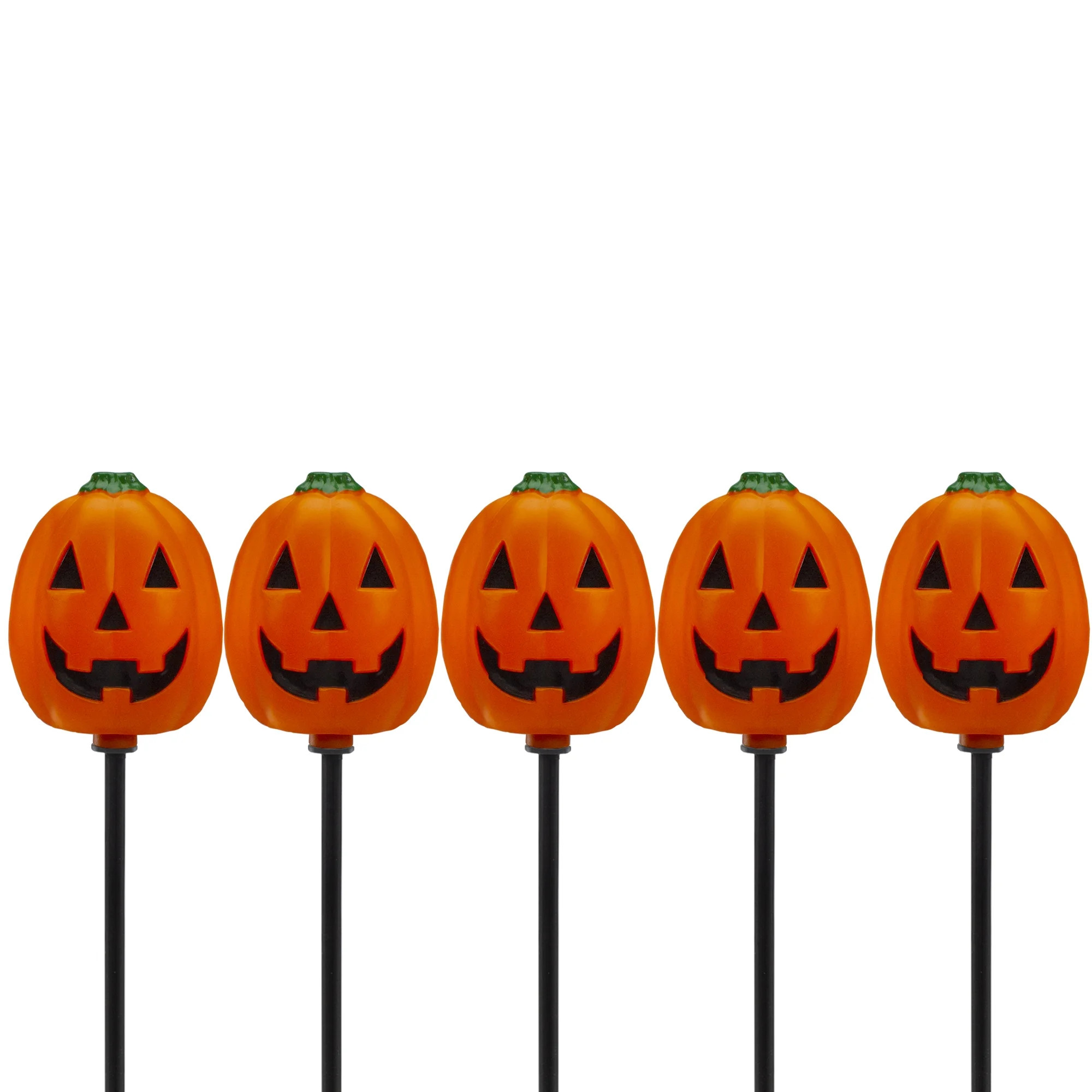 Set of 5 Jack-O-Lantern Shaped Halloween Pathway Markers - 3.75ft Black Wire | Walmart (US)