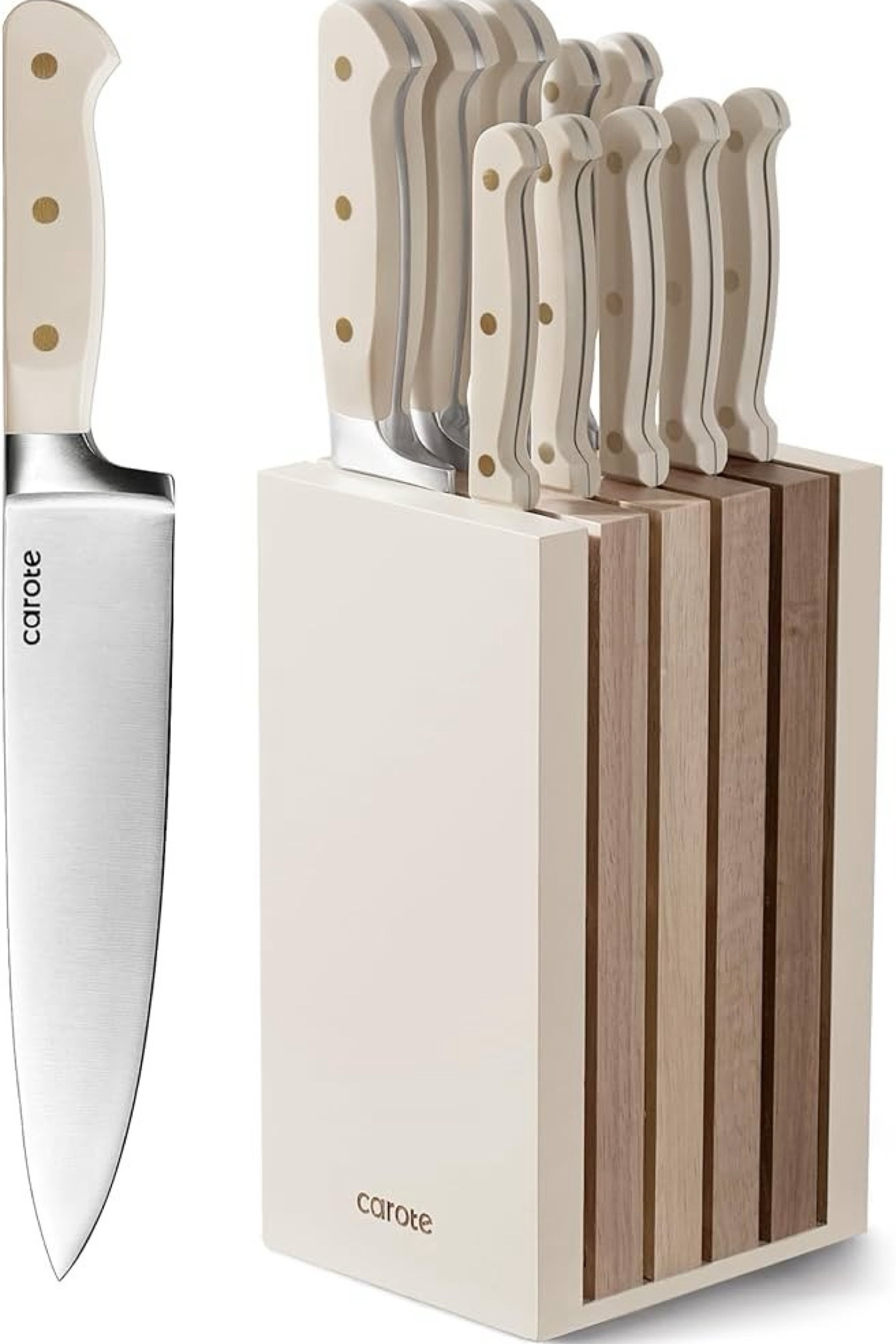 CAROTE 11PCS Knife Set with Block for kitchen, Stainless Steel Razor-Sharp Blade, Triple Riveted Ergonomic Handle

#LTKSaleAlert #LTKHome