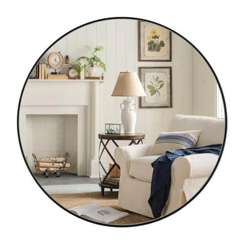 ANDY STAR 36" Black Round Mirror, Black Circle Mirror, 36 inch Round Black Mirror Bathroom, Big Circle Wall Mirror in Metal Frame, Matte Black Vanity Mirror for Entryway, Living Room, Dining Room | Amazon (US)