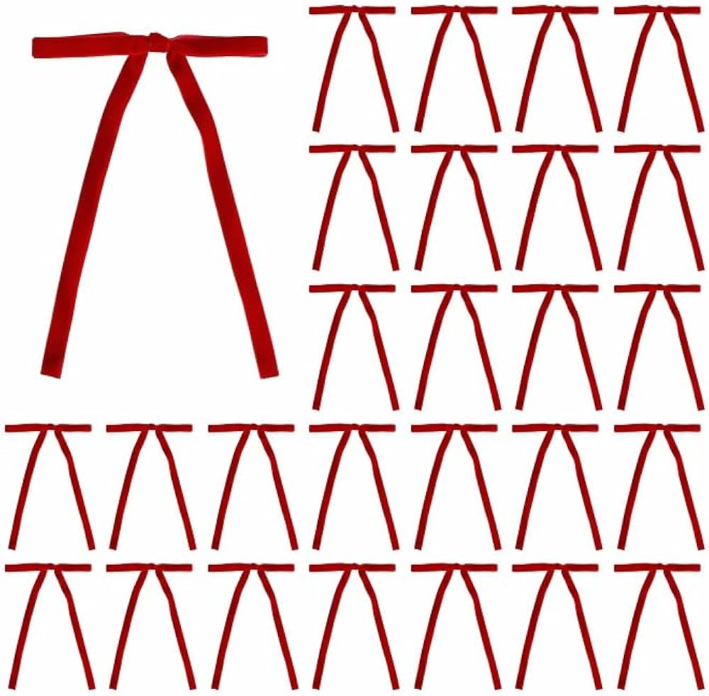 30 Pcs Red Velvet Christmas Bows 5 x 7 Inch Rustic Vintage Wedding Velvet Ribbon Gift Bows for Tr... | Amazon (US)