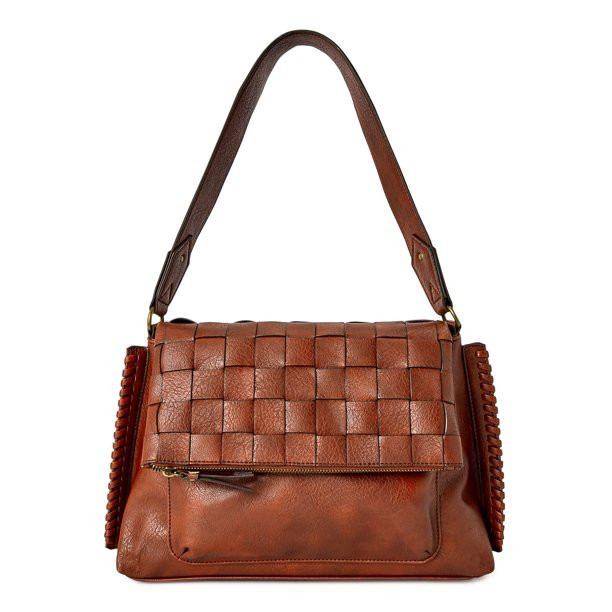 Time and Tru Women’s Heidi Flap Shoulder Bag Brown - Walmart.com | Walmart (US)