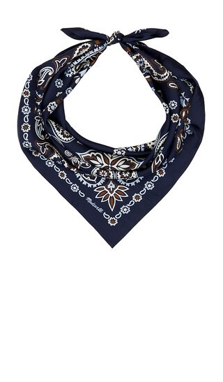 Madewell Medium Silk Bandana in Petit Flower Deep Indigo in Navy. | Revolve Clothing (Global)