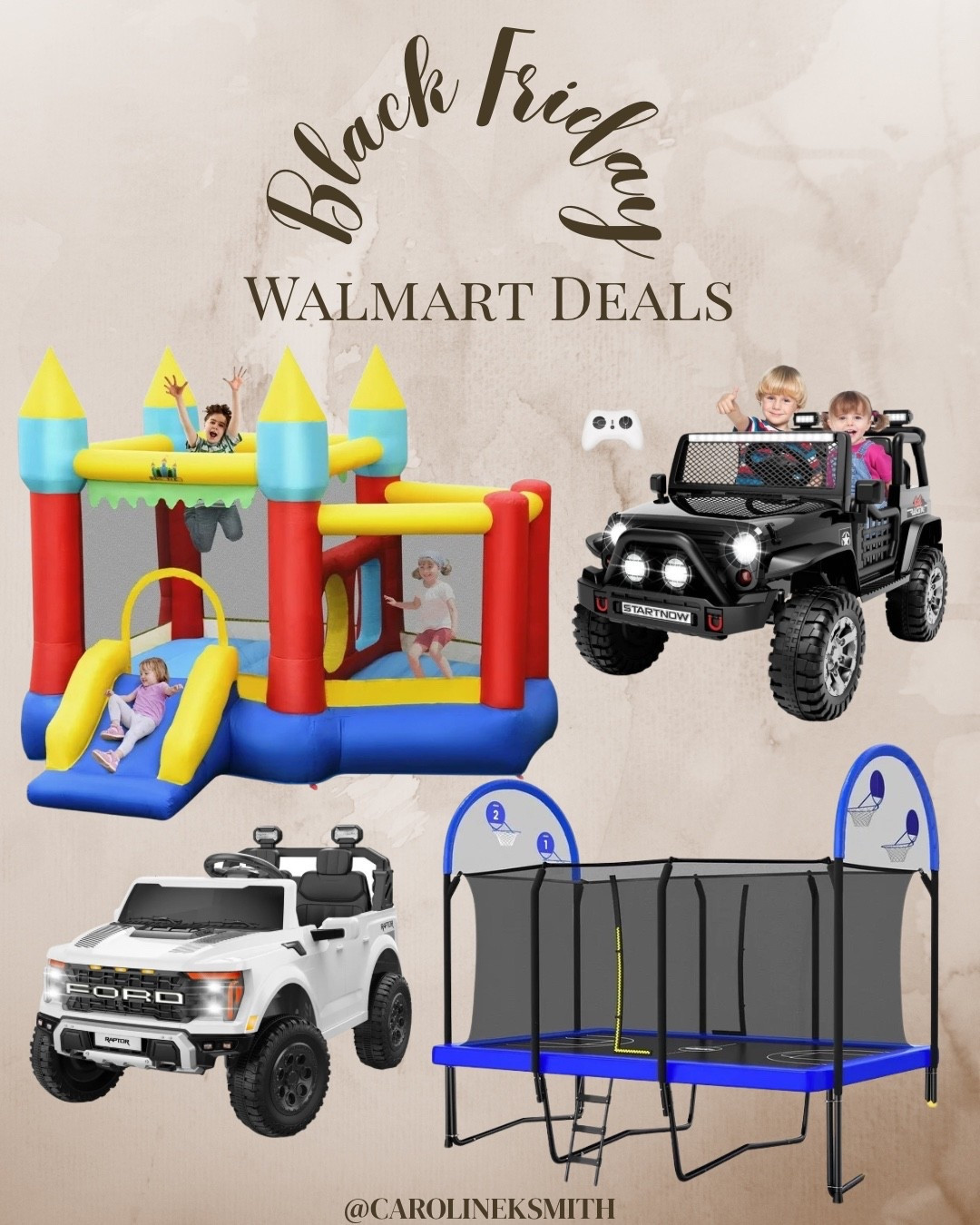 Walmart Black Friday outdoor gifts for kids 



Trampoline, electric car, rid on toy, bounce house, gifts for boys, gifts for girls, gift guide, Santa, Christmas 

#LTKGiftGuide #LTKKids #LTKCyberWeek