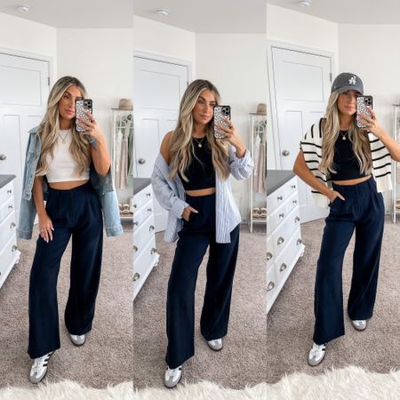 Casual trousers outfits for fall | I wear a size 25 short 

#LTKstyletip #LTKunder100 #LTKSeasonal