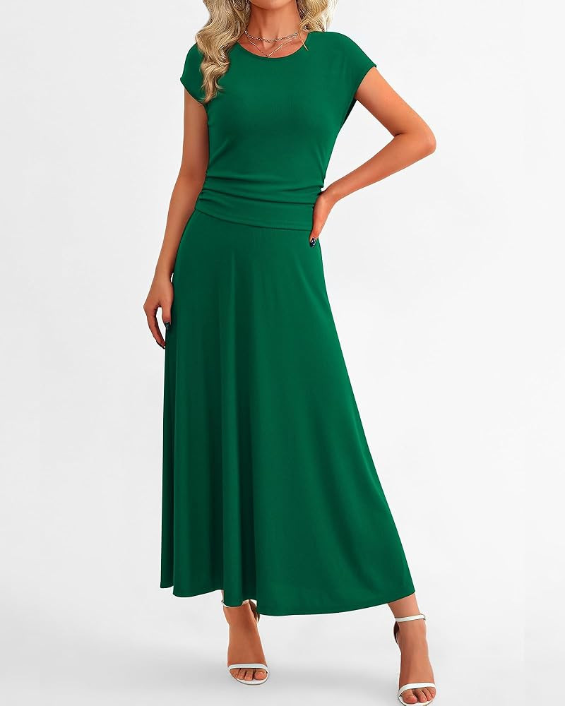 BTFBM Women Two Piece Skirt Set Casual Ribbed Knit Crew Neck Short Sleeve Cropped Top Elastic Wai... | Amazon (US)