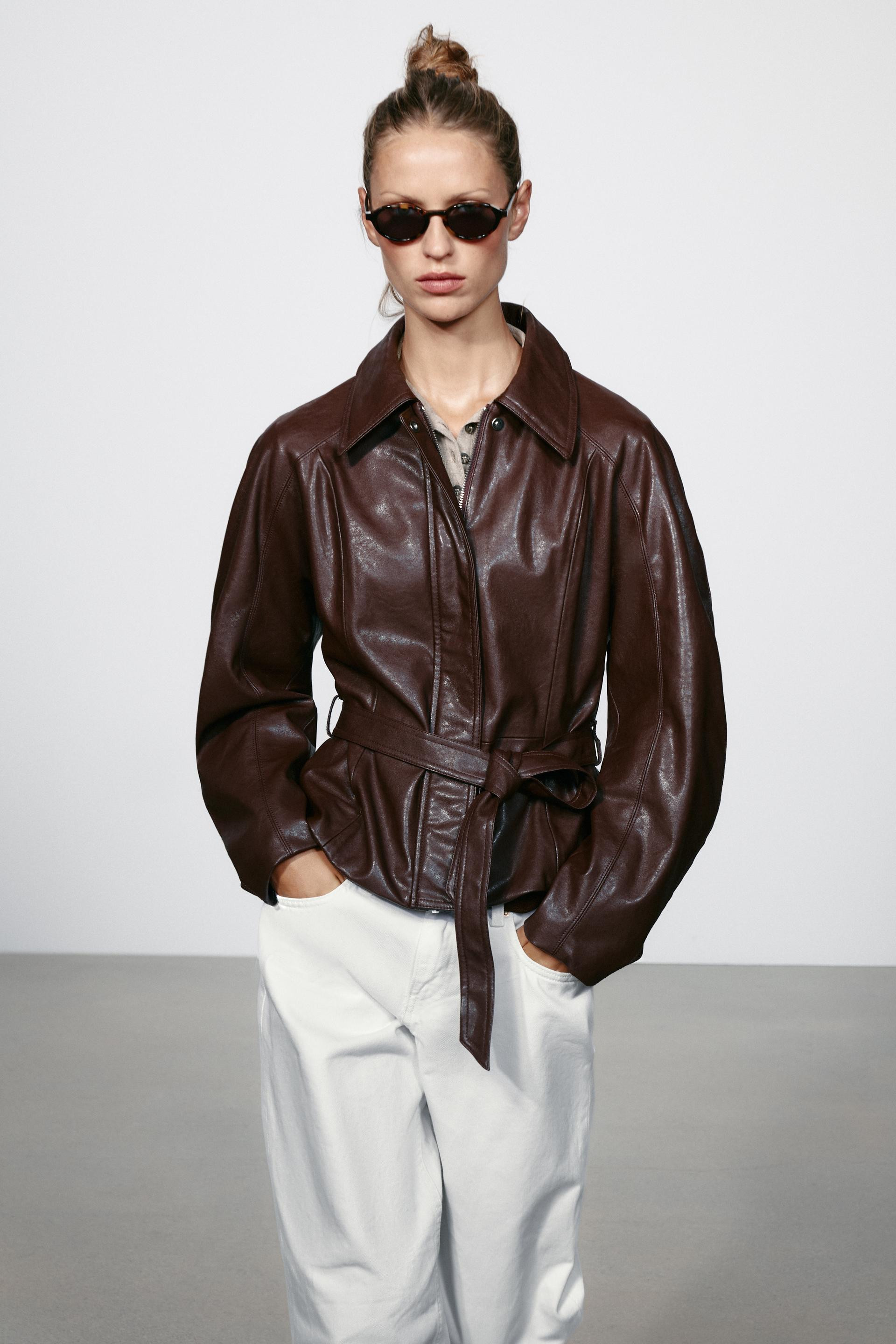 Zara - Leather-Effect Belted Jacket - Black - Xl - Woman | Zara US