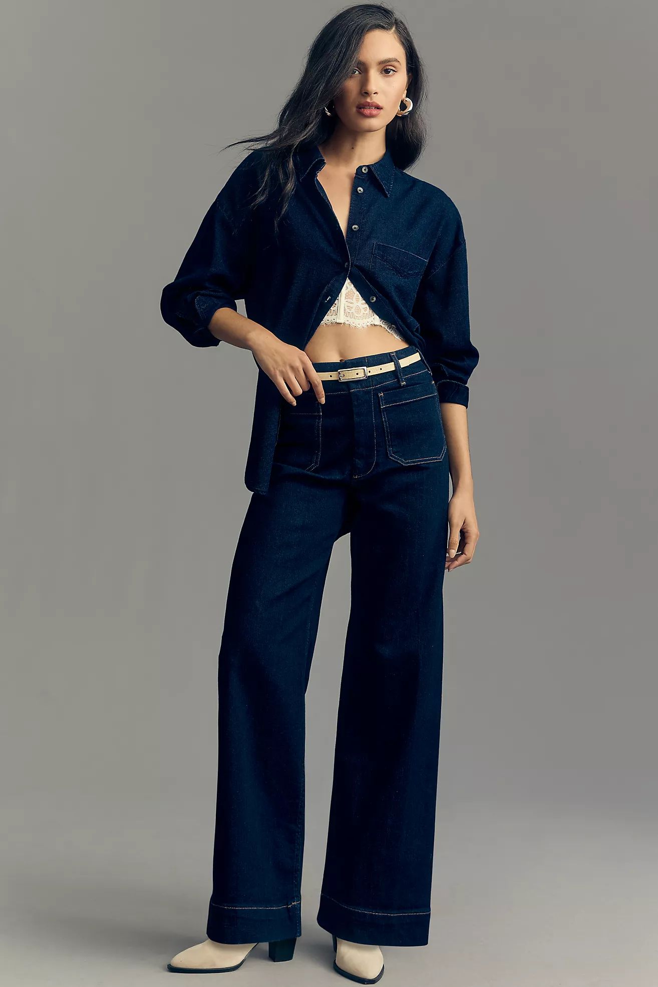 The Colette Denim Full-Length Wide-Leg Jeans by Maeve | Anthropologie (US)