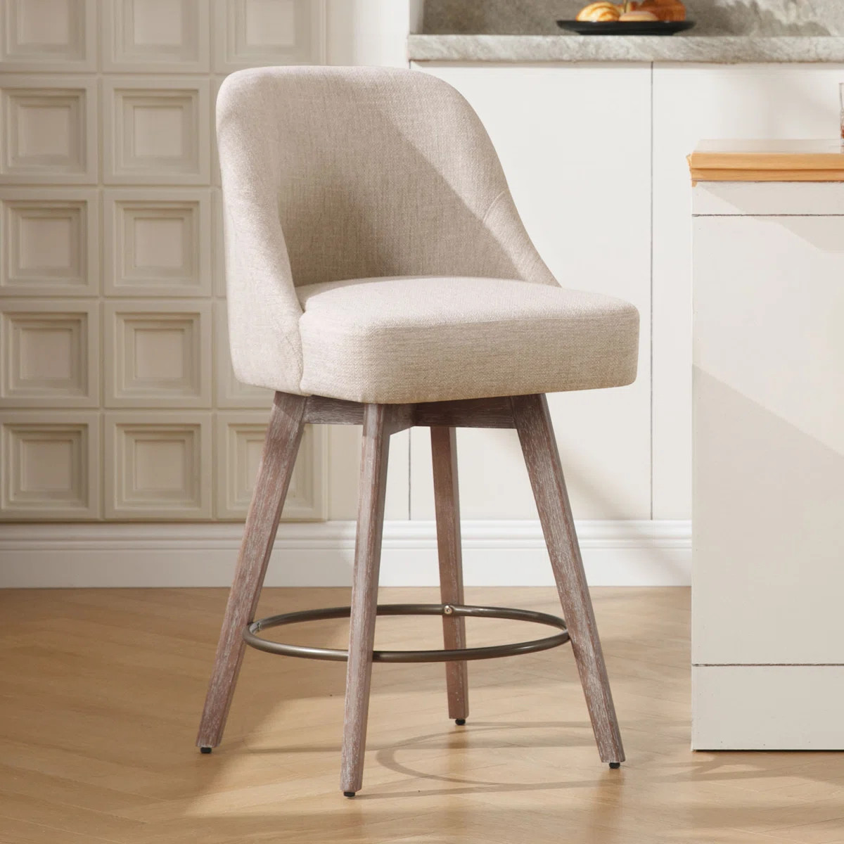 Malery Swivel Upholstered Counter Stool with Solid Wood Frame | Wayfair North America
