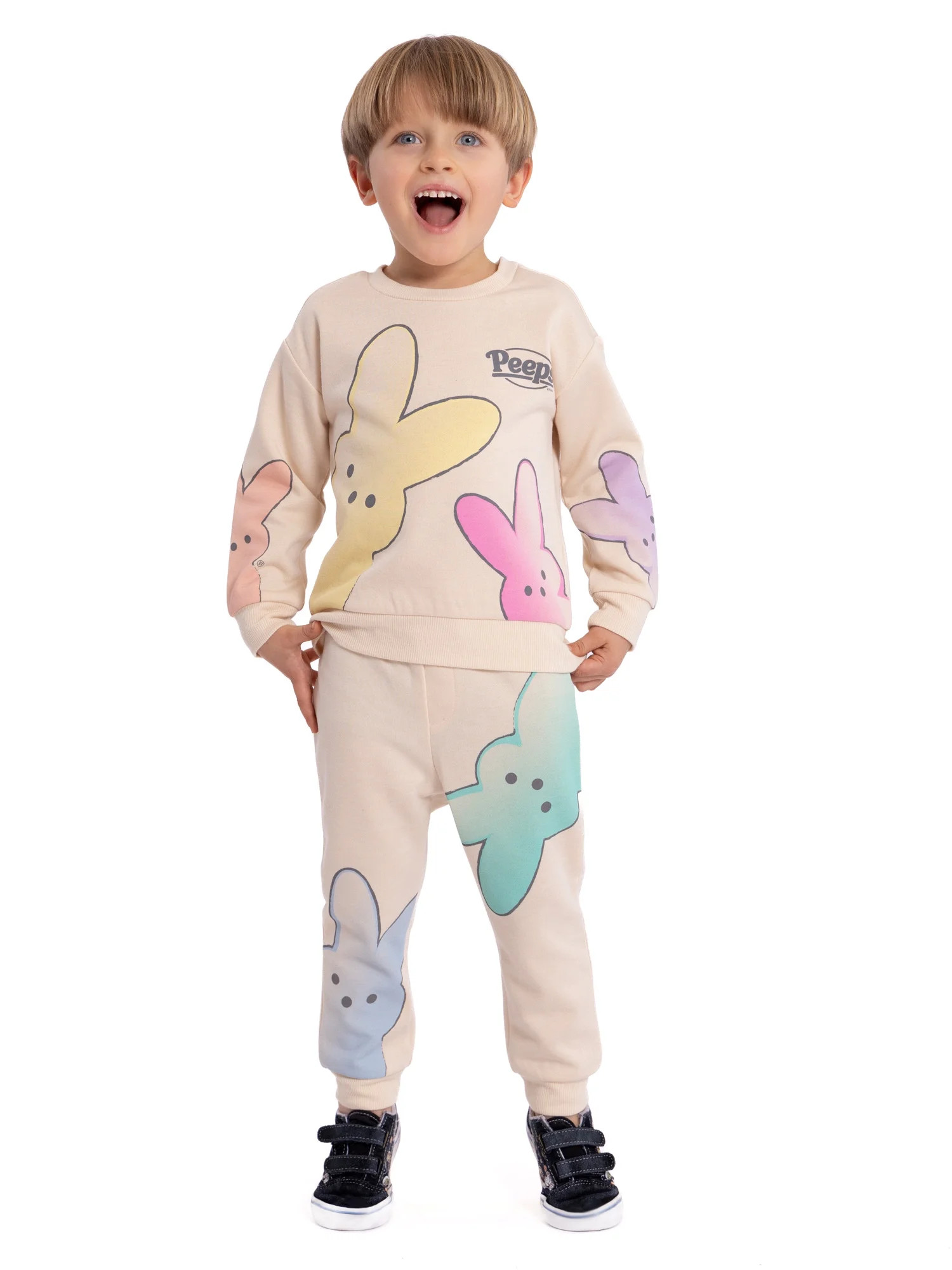 PEEPS Bunny Toddler Girls Easter Crewneck and Joggers Set, 2-Piece | Walmart (US)