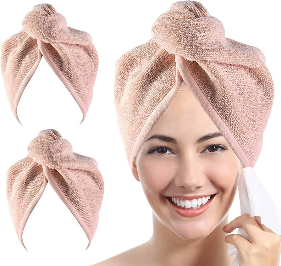 YoulerTex Microfiber Hair Towel Hair Wrap: 2 Pack 10X26 Hair Dryer Towels for Women Absorbent Tur... | Amazon (US)