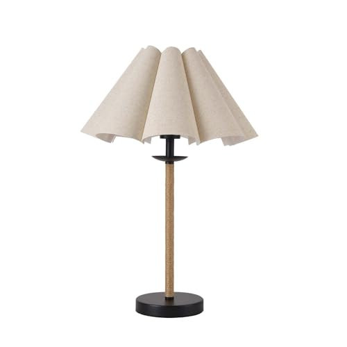 KUNJOULAM Modern Table Lamp, 22.4" Woven Nightstand Lamp with Fabric Shade, Boho Hemp Rope Desk Lamp for Bedroom, Living Room, Bulb Not Included | Amazon (US)