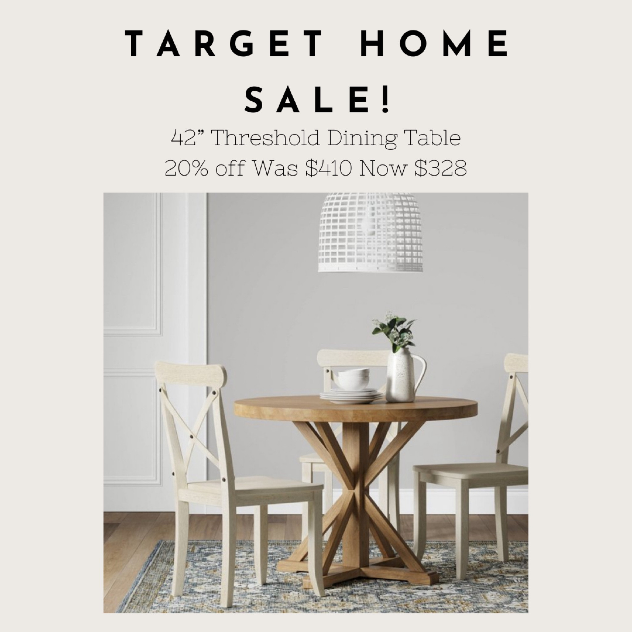 Target home sale! 42” Threshold dining table 20% off! 
#target #targethome #targetdecor #targetsale #diningtable 

#LTKsalealert #LTKhome